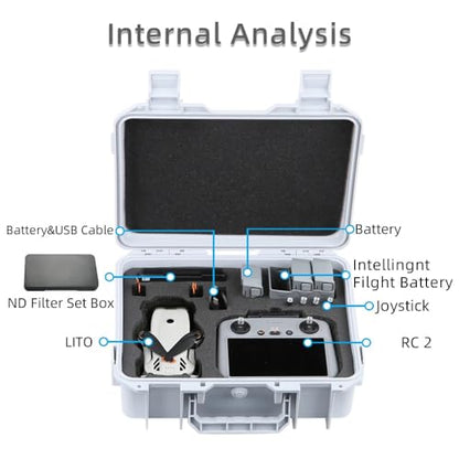 Explosion-Proof Hard-Shell Carrying Case for DJI Lito X1 and Lito 1 Anti-compression Waterproof Anti-scratch Shockproof Impact-resistant ABS Storage Box with Shock-absorbing Lining and Shoulder Strap (White) - color: White