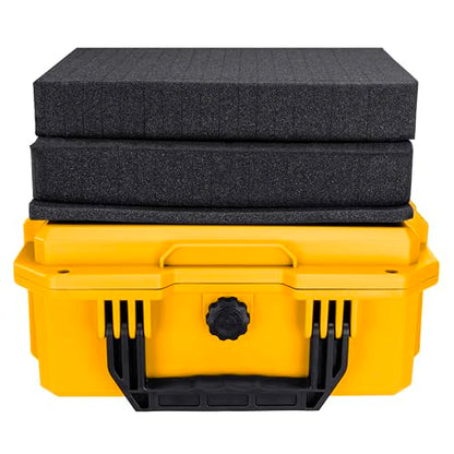 Eylar 13.8" Intact Series Compact Hard Camera Case, Lightweight and Durable Stacker Design with Foam - color: Yellow