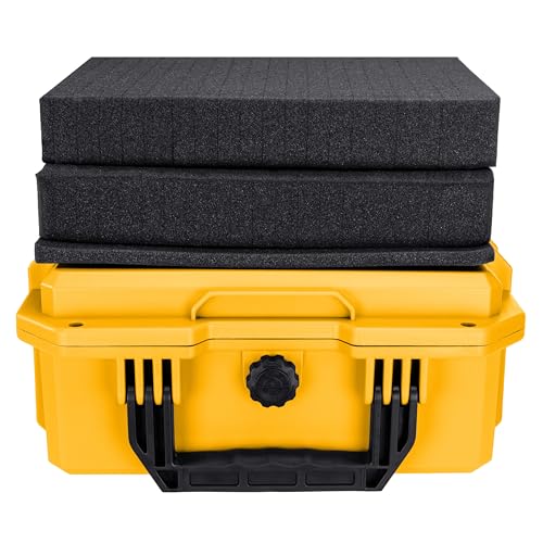 Eylar 13.8" Intact Series Compact Hard Camera Case, Lightweight and Durable Stacker Design with Foam - color: Yellow