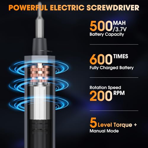 TanSon Mini Electric Screwdriver, 66 IN 1 Small Precision Screwdriver Set - color: 66 Grey