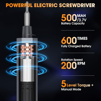 TanSon Mini Electric Screwdriver, 66 IN 1 Small Precision Screwdriver Set - color: 66 Grey