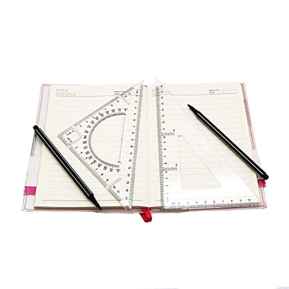 Pack of 2 Transparent Triangle Plastic Ruler Scale Set Square:30/60 Degree & 45/90 Degree Angle Acrylic Architectural Drawing Drafting Tool School Classroom Kids Triangular Rulers