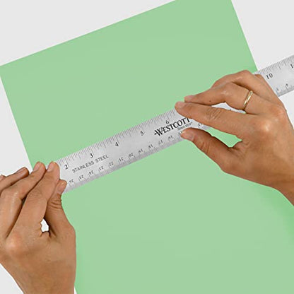 Westcott 10415 Stainless Metal Ruler with Non-Slip Cork Base, 12-Inch - color: Silver – 1 Pack