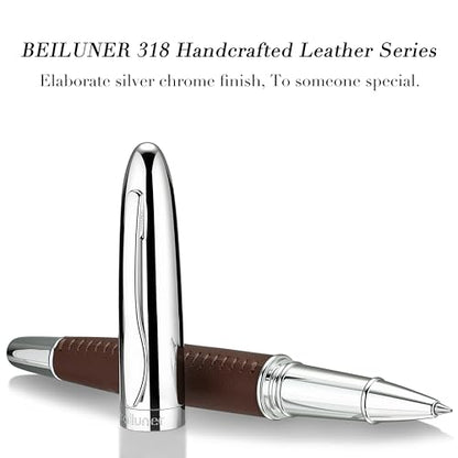 BEILUNER 318 Luxury Pen, Elegant Look,Hand-Stitched Premium Leather-Brown - color: Brown