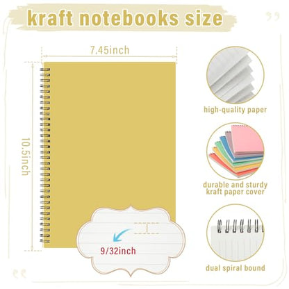Fuutreo 6 Pack Spiral Notebook 10.5x7.45" Notebook,Bright Color,Candy - color: Bright Color