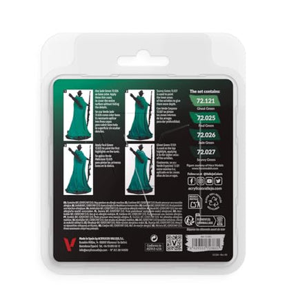 Vallejo - Cold Green Color Set, Game Color, 4 Bottles x 0.6 fl.oz. - style: Cold Green Color Set