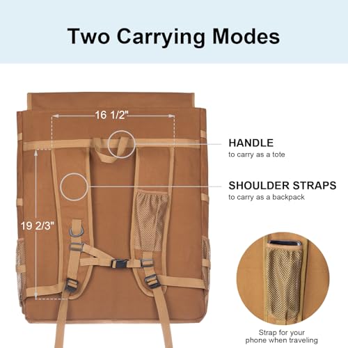 JJRING Heavy Duty Plein Air Artist Backpack With Handheld Strap, Brown - color: coffee