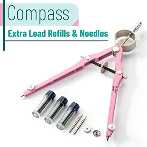 Mr. Pen- Professional Compass for Geometry, Extra Lead - color: Pink