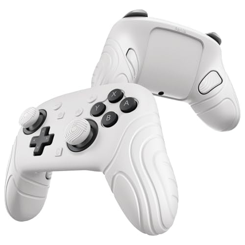 playvital for Nintendo Switch 2 Pro Controller Silicone Cover – Samurai Edition Protective Skin Case for Switch 2 Pro Controller with Back Button Caps & Thumb Grips & Stickers, Shockproof - White - color: White