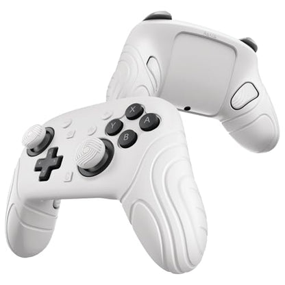 playvital for Nintendo Switch 2 Pro Controller Silicone Cover – Samurai Edition Protective Skin Case for Switch 2 Pro Controller with Back Button Caps & Thumb Grips & Stickers, Shockproof - White - color: White