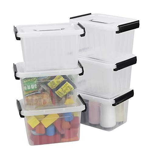 Asking Small Plastic Latching Box, Lidded Storage Bins, 6 Packs, 3 Quart - size: 3 L