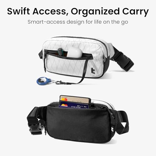 tomtoc 1.5L X-Pac Sling Bag with RFID Blocking Crossbody Pack for Men Women - color: X-Pac White, size: 1.5L