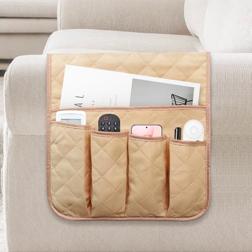 Armchair Caddy for Recliner, Non Slip Sofa Arm Organizer, Khaki - color: LIGHT KHAKI