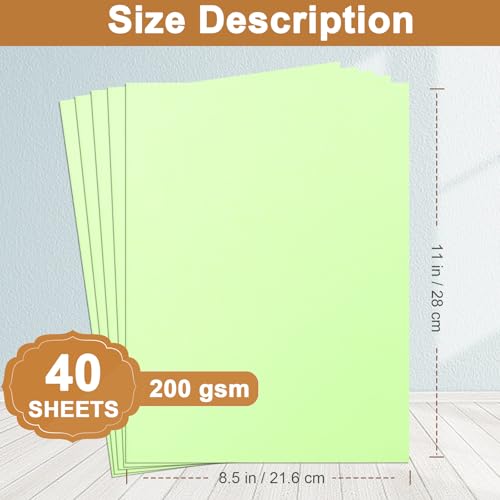 Silunkia 40 Sheets Light Green Cardstock 8.5 x 11 Craft Paper 75lb - color: Light Green