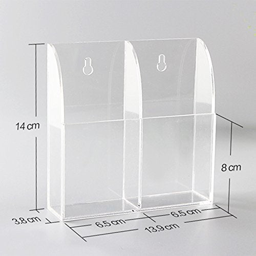 Remote Control Holder Organizer Wall Mount Acrylic Tidy for Air Conditioner, TV box, Stereo, 2 Slots - style: 2 Compartments