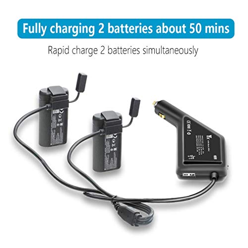 Hanatora Battery Car Charger for DJI Mavic Mini(1st Generation),Triple Output (2 x Battery+USB),Multi Rapid Drone Charging Hub