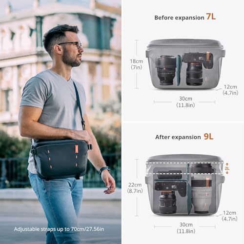 PGYTECH OneMo Sling Camera Bag 7L-9L,Black Crossbody Camera Shoulder Bag - color: Black, size: 7L-9L, style: Onemo Sling 7l