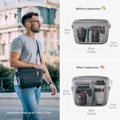 PGYTECH OneMo Sling Camera Bag 7L-9L,Black Crossbody Camera Shoulder Bag - color: Black, size: 7L-9L, style: Onemo Sling 7l