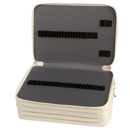 250 Slots Canvas Pencil Case 5-Layer Zipped Holder w/Handle - color: White, size: 250
