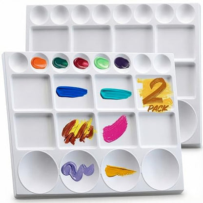 DUGATO 20-Well Plastic Paint Palette, 2-Pack Mixing Tray, 10 x 13 in - color: Rectangular - 20 Wells
