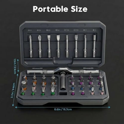 42 in 1 Magnetic Ratchet Screwdriver Set With T-Handle, Grey - color: Grey, size: 42 In 1