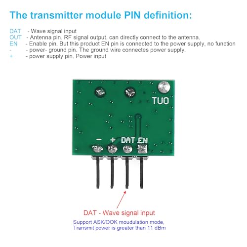 10-Pack 433MHz RF Transmitter and Receiver Module, Antenna