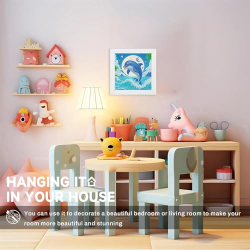 WEMEON Dolphin Diamond Art Kits for Kids with Frame - color: Dolphin