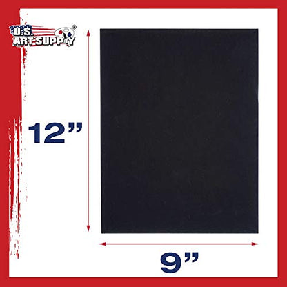 U.S. Art Supply 9 X 12 Inch Black Art Canvas Board Panels 6 Pack - 8 Ounce - size: 9" x 12"