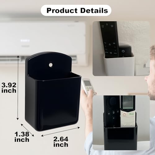 2Pcs Remote Wall Mount, Adhesive Remote Control Holder for AC TV, Wall Remote Control Holder for Office Storage (1 Black & 1 White) - color: Black&White