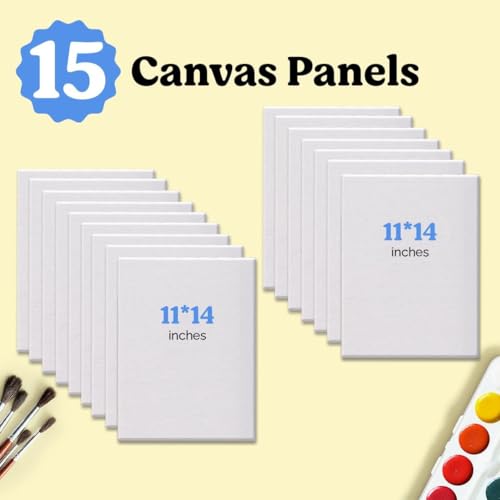 Chalkola 11x14 Canvas for Painting, 15 Bulk Value Pack - Blank Panels - color: 15 - 11"x14" - Whiite