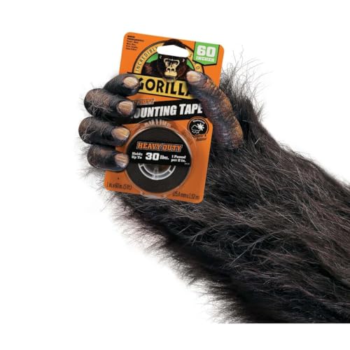 Gorilla - Heavy Duty Double Sided Mounting Tape; Weatherproof; 1" x 60"; Black; (Pack of 1) - style: 1 - Pack