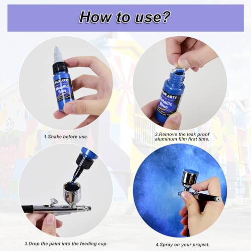 HOMY ARTY Airbrush Paint - 16 Colors with 2 Thinner - color: 16 Colors with 2 Thinner