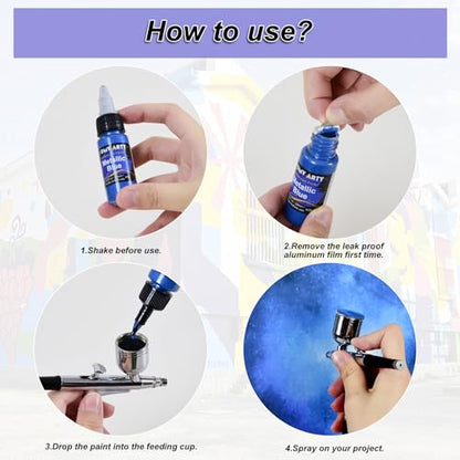 HOMY ARTY Airbrush Paint - 16 Colors with 2 Thinner - color: 16 Colors with 2 Thinner