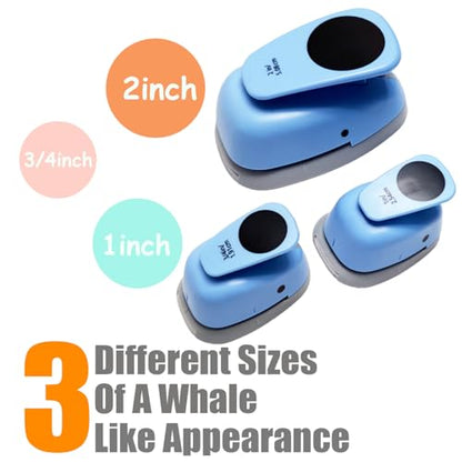 3‑Pcs Round Hole Paper Punch Set, Cutting Diameter 3/4‑inch,1‑inch,2‑inch. - size: 3 Sizes