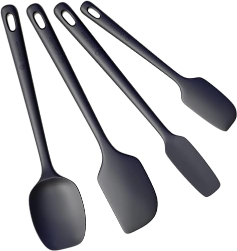 ChefAide 4 Pieces Silicone Spatulas Set, Heat Resistant Rubber Spatula - color: Black, size: 4 pieces