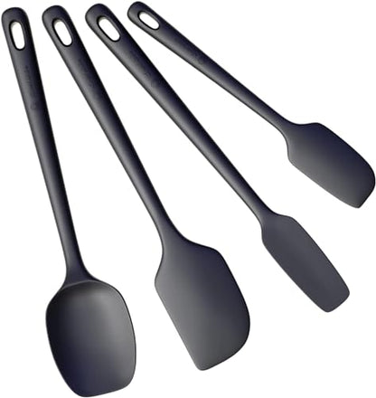 ChefAide 4 Pieces Silicone Spatulas Set, Heat Resistant Rubber Spatula - color: Black, size: 4 pieces