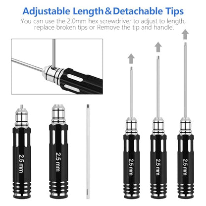 RC Tool Kit,Hex Screwdriver w/3/23",5/64",1/16",0.05",1.5/2.0/2.5/3.0mm - color: Black
