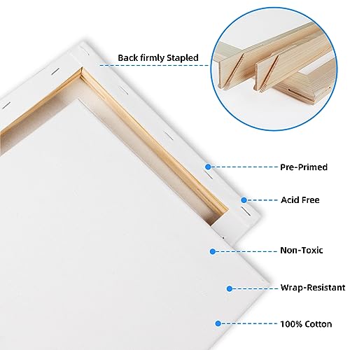 20 Pack Stretched Canvases-4Packs of 4x4,5x7,8x10,9x12,11x14 - size: Mix 20Pack