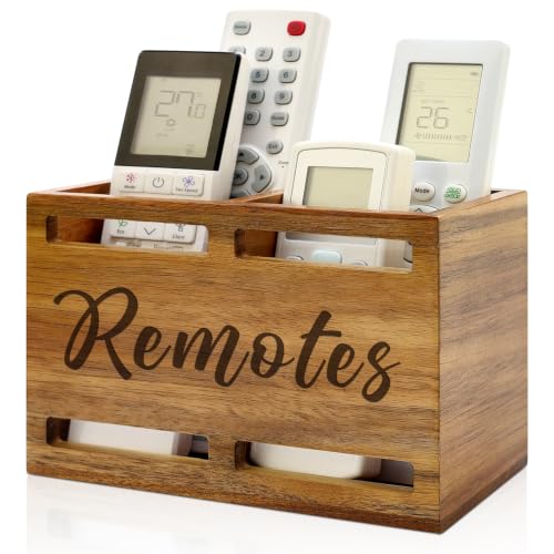 Acacia Wood TV Remote Control Holder for Table Wall Mount Remote Organizer - color: Acacia Wood, size: 2 Slot