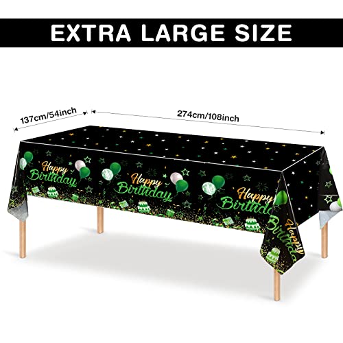 Breling 3 Pack Happy Birthday Tablecloths Decoration, Black Green - color: Black Green