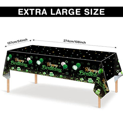 Breling 3 Pack Happy Birthday Tablecloths Decoration, Black Green - color: Black Green