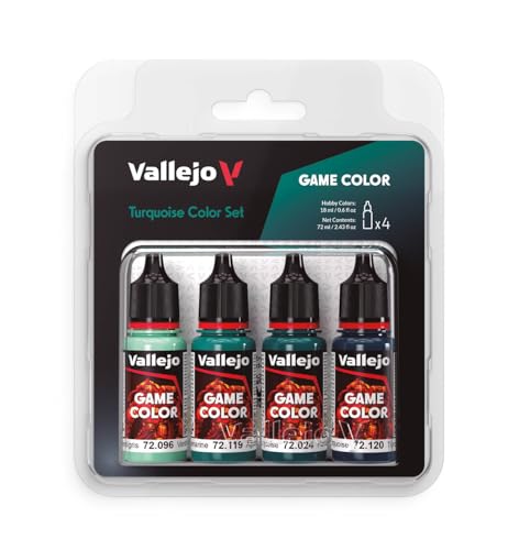 Vallejo - Turquoise Color Set, Game Color, 4 Bottles x 0.6 fl.oz. - style: Turquoise Color Set