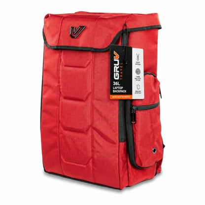 Gruv Gear Travel Laptop Backpack, 36L Red Tech Backpack with Modular Storage Shelves, Dual Access Pockets & TSA-Friendly Design, Large Carry-On Backpack for Work, Travel & Gear Organization