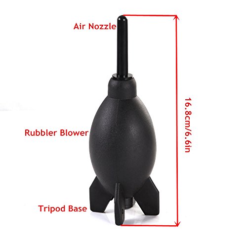 FocusFoto PRO 6.6 Inch Rubber Rocket Air Blower Duster Cleaner Dust Cleaning for DSLR Camera CCD Lens Keyboard Black - color: Black