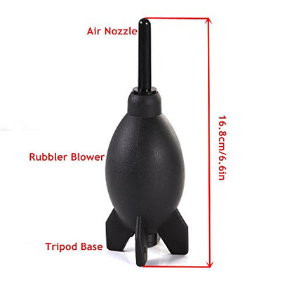 FocusFoto PRO 6.6 Inch Rubber Rocket Air Blower Duster Cleaner Dust Cleaning for DSLR Camera CCD Lens Keyboard Black - color: Black