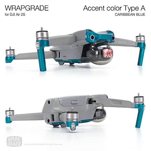 Wrapgrade Skin Compatible with DJI Air 2S | Accent Color A (Caribbean Blue) - color: CARIBBEAN BLUE