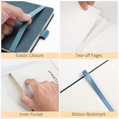 Yopih Artists Premium Linen Watercolor Sketchbook 5.5 x 8.2 in Navy - color: Navy, size: 5.5x8.2in
