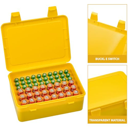 ALCYON Battery Organizer Box for 24 AA & 30 AAA Batteries-Yellow - color: yellow