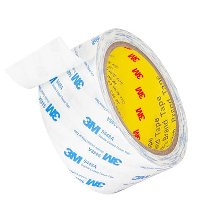 3M Double Sided Tape 2"×32.8Ft 1 Pack 9448A Double Coated Tissue Tape - size: 2"x 32.8 Ft