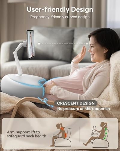 SAIJI Magnetic Tablet Pillow Stand for Bed with Ergonomic Soft Pillow(Gray) - color: Light Gray
